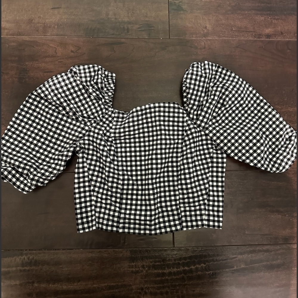 TOPSHOP Checkered B/W Crop top